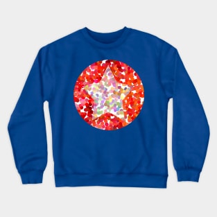 Pink Dotty Star on Red Crewneck Sweatshirt